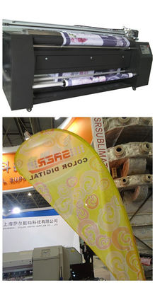 Kain Poliester Berwarna-warni Mesin Digital Printing CMYK 2.3m Lebar