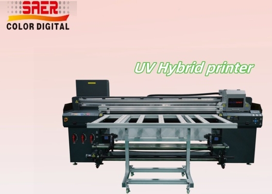 1.8m UV Hybrid Printer dengan Meja Format Besar Roll to Roll & Flatbed Dengan Kepala Cetak Resolusi Tinggi