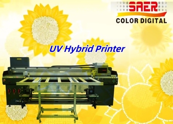 Hybrid UV Printer Canvas 1.8m Hybrid UV Printer Untuk Berbagai Bahan Kt Board / PVC / Soft Film / Kulit