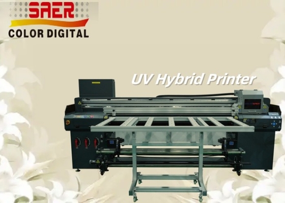 High Resolution UV Hybrid Printer Flatbed And Roll To Roll Mesin Pencetakan UV