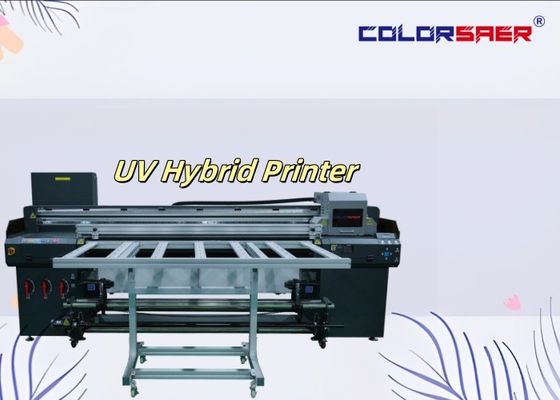 Mesin cetak inkjet hibrida UV otomatis digital 6 kaki roll to roll dan flatbed