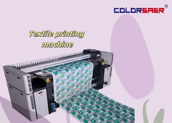 Sistem pencetakan tekstil gulung ke gulung format besar dengan unit pemanas fiksasi sistem kain