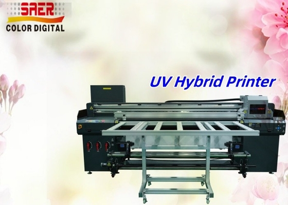 Acrylic Ink CMYK 1.8m Roll To Roll And Flatbed UV Hybrid Printer