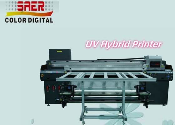 Acrylic Ink CMYK 1.8m Roll To Roll And Flatbed UV Hybrid Printer