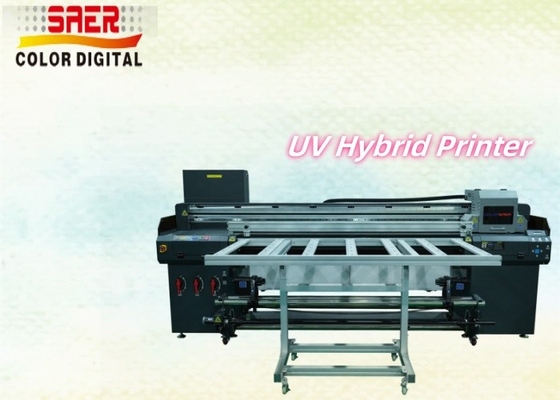 1.8m UV Hybrid Printer dengan Meja Format Besar Roll to Roll & Flatbed Dengan Kepala Cetak Resolusi Tinggi