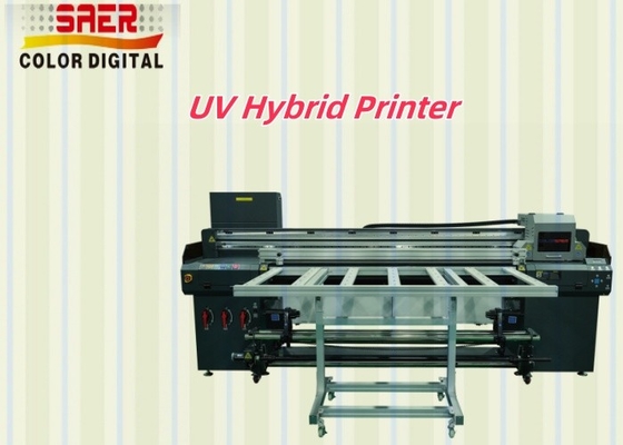 Hybrid UV Printer Canvas 1.8m Hybrid UV Printer Untuk Berbagai Bahan Kt Board / PVC / Soft Film / Kulit