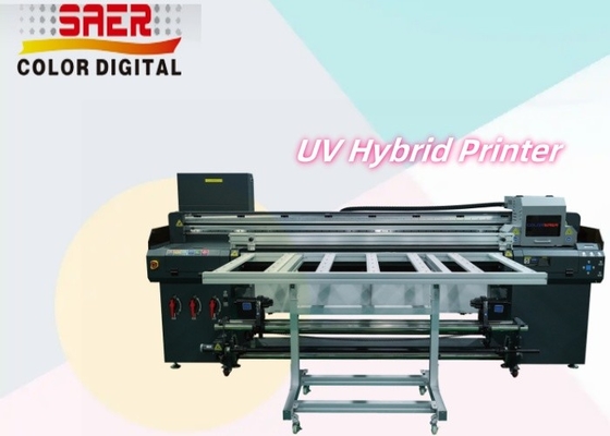 SAER 1.8m Hybrid UV Printer Untuk Berbagai Bahan KT Board / PVC / Soft Film / Kulit