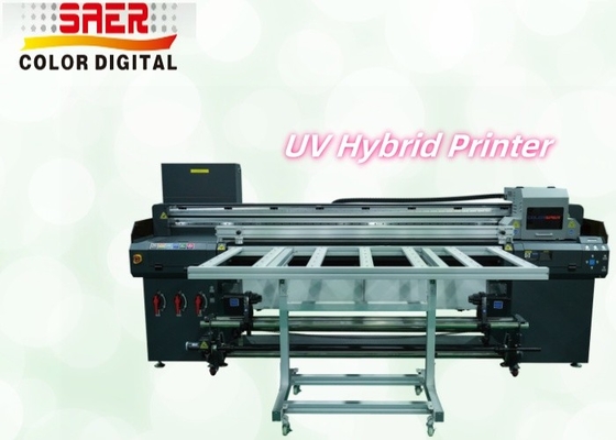 Ukuran besar Hybrid UV Roll to Roll Dan Flatbed Printer Multi-Funksional Inkjet Printer
