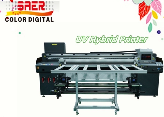 Industri 1,8m UV Hybrid Roll To Roll Flatbed Printer Dengan Resolusi Tinggi