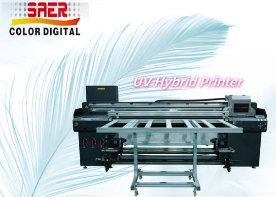 Roll To Roll Dan Flatbed UV Printer CMYK Putih Varnish UV Mesin Pencetakan