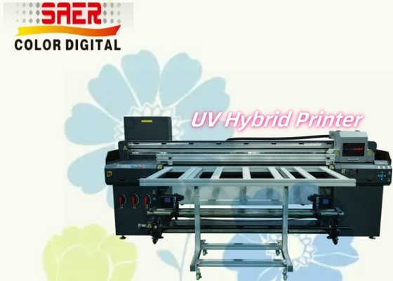 High Resolution UV Hybrid Printer Flatbed And Roll To Roll Mesin Pencetakan UV
