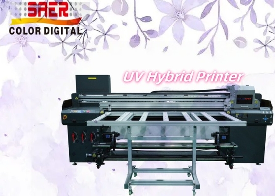UV Hybrid Printer 3 atau 4 Kepala Wide Format Inkjet Printer Flatbed and Roll to Roll Mesin Pencetakan UV