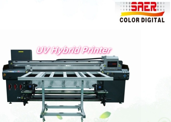 1.8m UV Hybrid Printer Wide Format Flatbed dan Roll to Roll UV Printer Shanghai Pabrik
