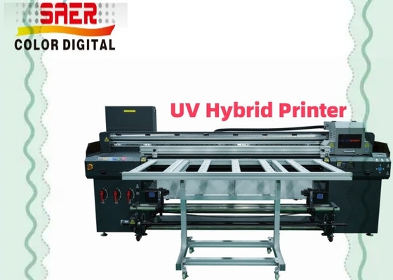 1.8m UV Hybrid Printer Wide Format Flatbed dan Roll to Roll UV Printer Shanghai Pabrik