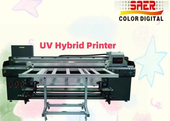 Gulung Untuk Gulung Dan Flatbed 2 In 1 UV Hybrid Printer Untuk Keramik / Kaca / Kayu UV Printing Machine
