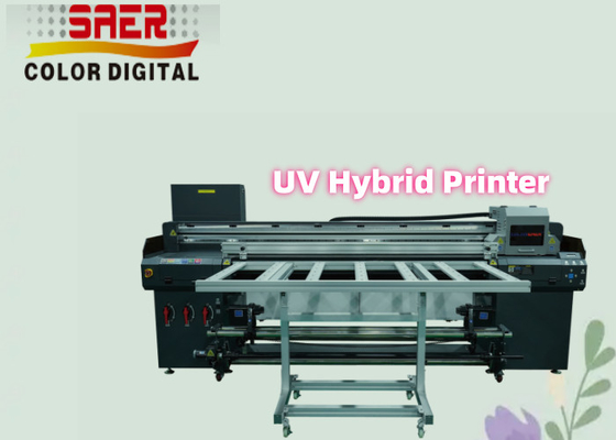 Gulung Untuk Gulung Dan Flatbed 2 In 1 UV Hybrid Printer Untuk Keramik / Kaca / Kayu UV Printing Machine