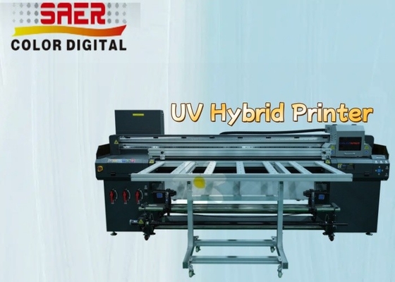 Flatbed And Roll To Roll UV Hybrid All In One Printer Multicolor Mesin Pencetakan UV
