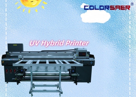 Jual panas 1.8m UV Hybrid Printer CMYKW Varnish Artistic Printing UV Flatbed dan Roll to Roll Printer