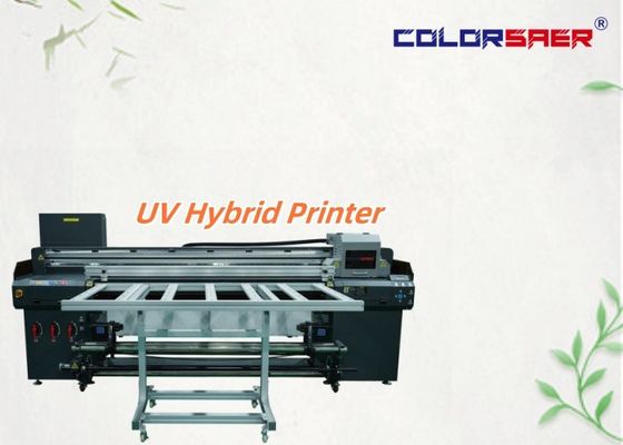 6 kaki UV Printer Roll To Roll & Flatbed Hybrid UV Printer Untuk Karton, Kaca, Stiker, Stiker Super Transparan