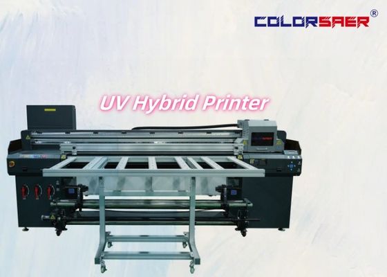 180cm Lebar Pencetakan UV Roll to Roll & Flatbed Hybrid Printer dengan kepala cetak 3 pcs atau 4 pcs optinal CMYK Varnish