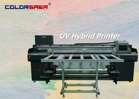 180cm Lebar Pencetakan UV Roll to Roll & Flatbed Hybrid Printer dengan kepala cetak 3 pcs atau 4 pcs optinal CMYK Varnish