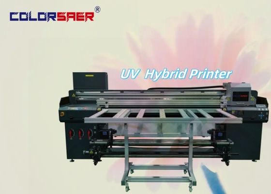 6 kaki Flatbed & Roll untuk roll semua dalam satu printer hibrida UV untuk bahan yang berbeda
