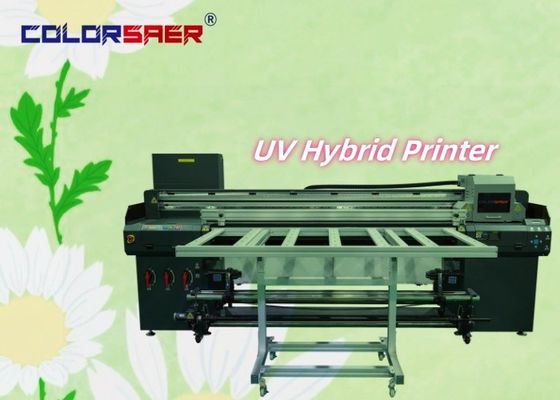 1.8m UV Hybrid Printer untuk iklan luar dan dalam ruangan CMYK + W + CMYK + Varnish