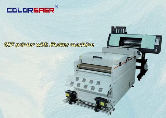 2 atau 4 Print Head Digital SAER DTF Printer 60cm /A3 Ukuran PET Film Offset T-shirt Mesin Pencetakan DTF Dengan Mesin Serbuk Shaker